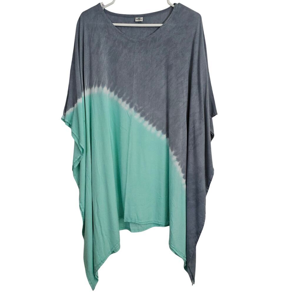 Island Planet Miami Beach Rayon Poncho Shirt Swim‎ Cover One Size Tie Dye Summer